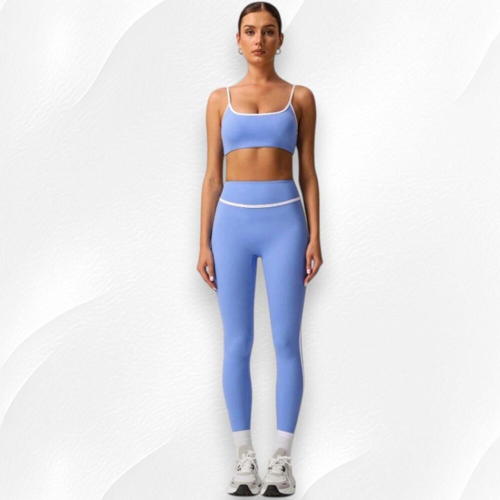 NWOT Amazon Baby Blue Seamless Sexy Matching Workout Set S - Picture 1 of 8